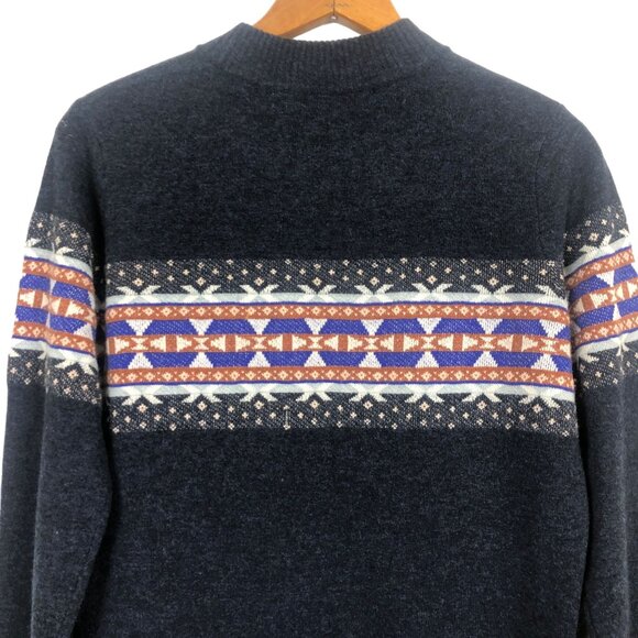 Woolrich Women's Fair Isle Alpaca Wool Blend Sweater Sz Medium Mock Neck Blue - Picture 7 of 10